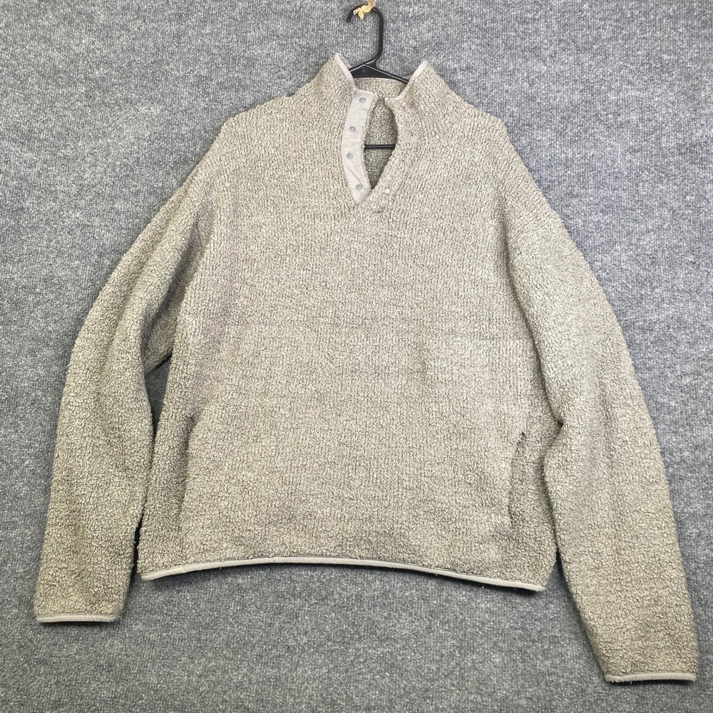 SKIMS Cozy Knit Henley Pullover Grey S/M Snap Neck Fleece Lounge Sweater